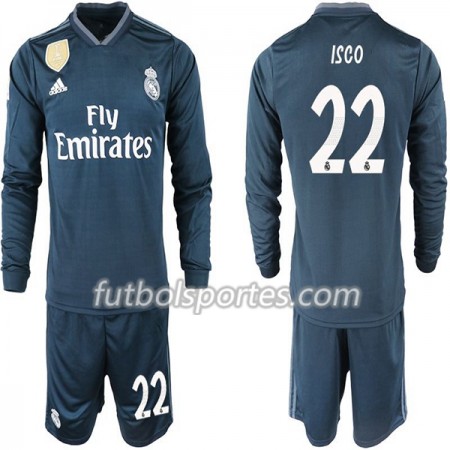 Camisetas Real Madrid ISCO 22 Niño Segunda Equipacion 2018/2019 Manga Larga